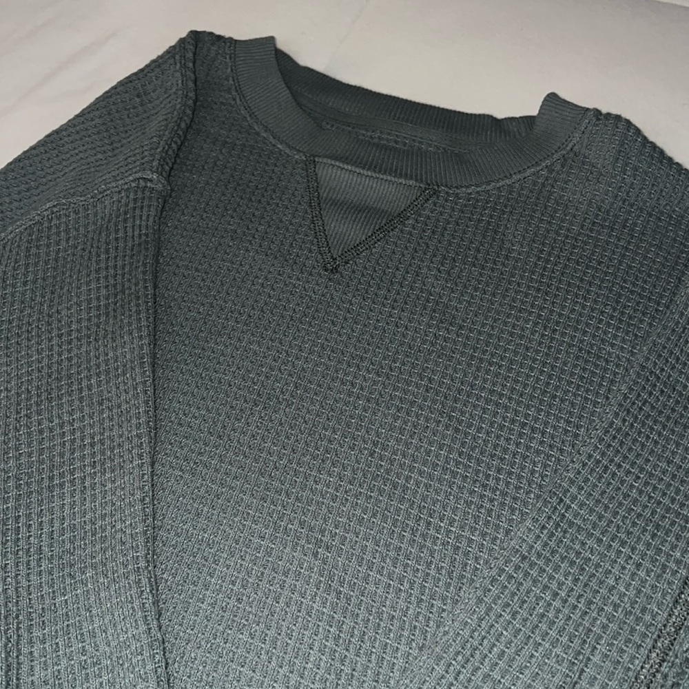Aerie Henley Sage Crew Sweater